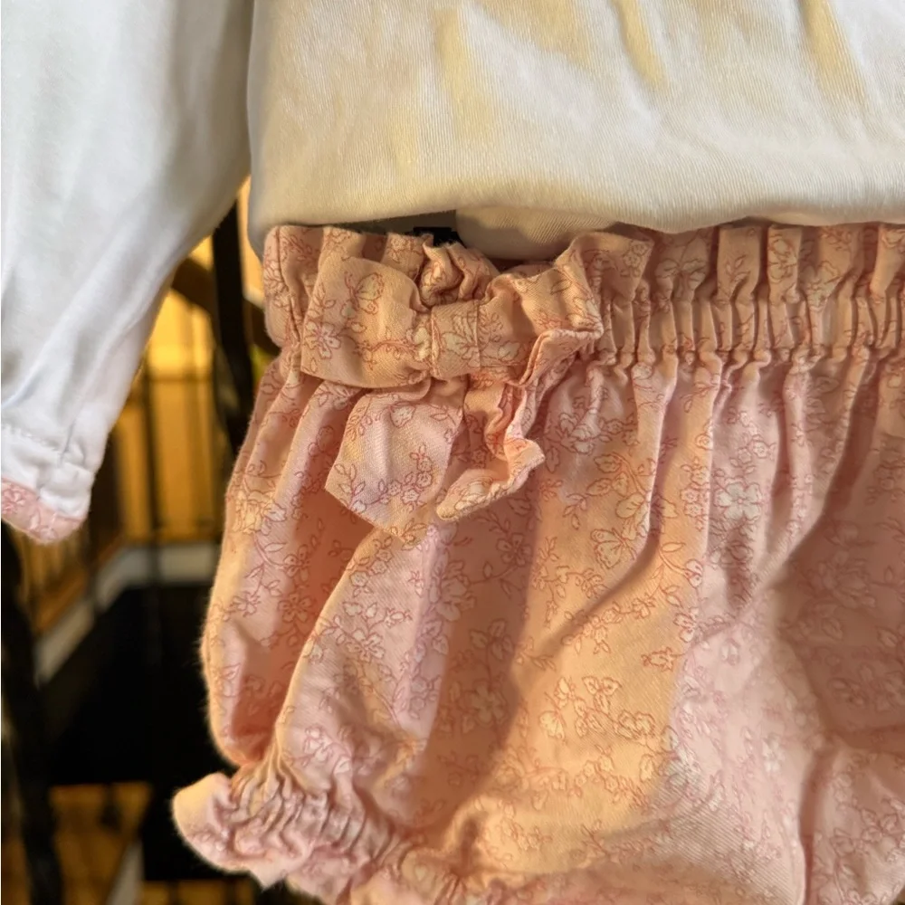 Pink and White Floral Petite Baby Bloomer Set
